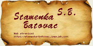 Stamenka Batovac vizit kartica